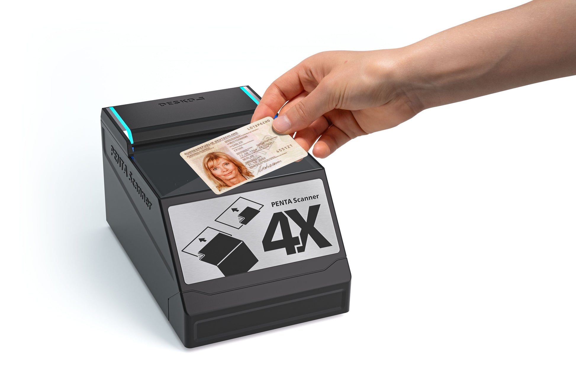 DESKO PENTA Scanner 4X leyendo una tarjeta de identidad